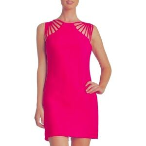 Dress The Population Cora Hot Pink Cage Strappy Shoulder Sleeveless Dress